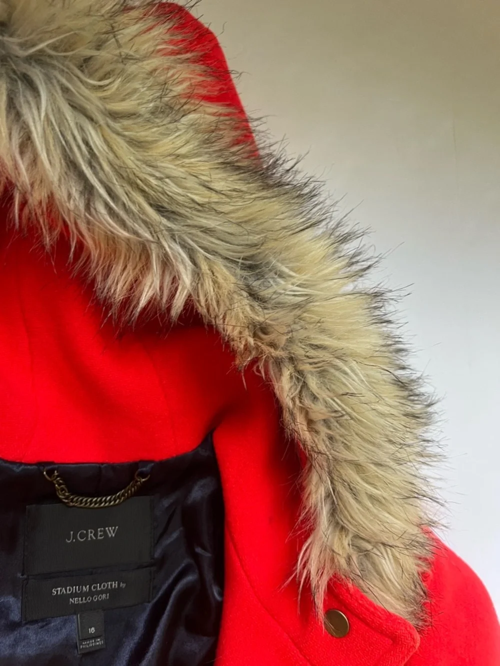 J CREW CHATEAU PARKA IN ITALIAN STADIUM CLOTH WOOL COAT RED- Size 16 - Picture 7 of 13